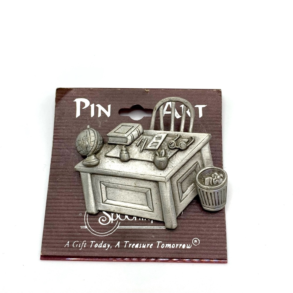 Original Tag Vintage Signed Jj School Desk Teacher Brooch